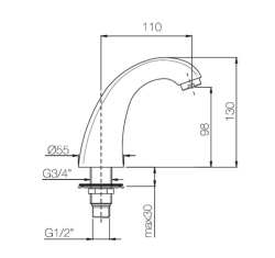 PB Pedal Line кран с хромиран чучур за монтаж на кухненски или мивка 1208969732