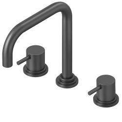 Waterevolution Flow 3-отвора кухненски смесител с въртящ се излив и връзка за филтрирана вода, цвят gun metal T152HGME