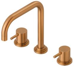 Вот преводът на български:

Waterevolution Flow 3-отвора кухненски смесител с въртящ се чучур и връзка за филтрирана вода, меден T152HCPE