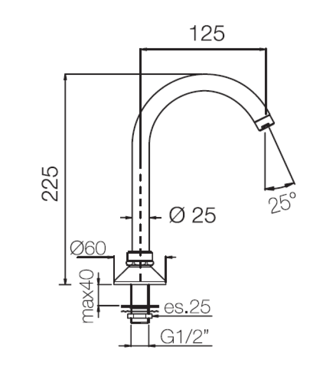 PB Pedal Line кран излив хром за монтаж на кухненски плот или мивка 1208969764