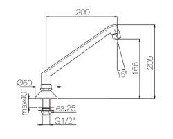 PB Pedal Line кран излив хром за монтаж върху кухненски плот или мивка 1208969768