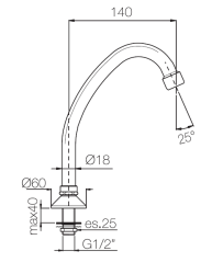 PB Pedal Line кран чучур хром за монтаж на кухненски плот или мивка 1208969771
