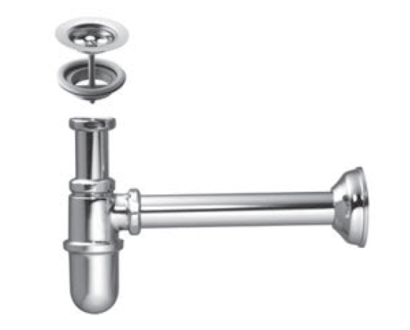 ПБ Юникс класически сифон за чаша метал мат черен с комплект за оттичане 1208969831