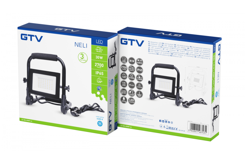 НЕЛИ Преносим Прожектор, LED, 30W, 2700lm, 6400K, AC220-240V, IP65, 1.5m кабел