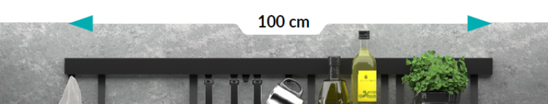 Епка Луксион Кухненски релси 100 см Метал с Невидимо Закрепване Черен 1208969961