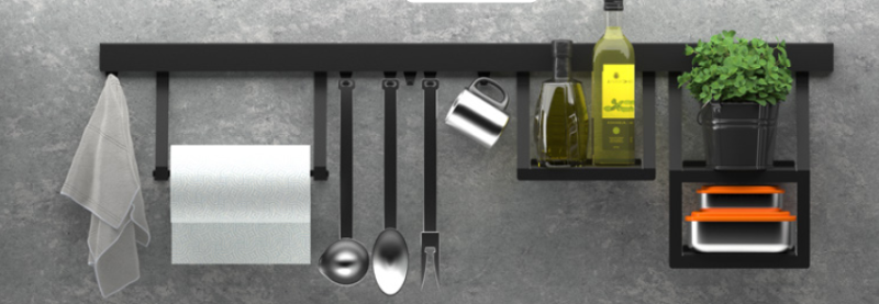 Епка Луксион Държач за кухненска ролка за кухненски релси Метал Черен 1208969968