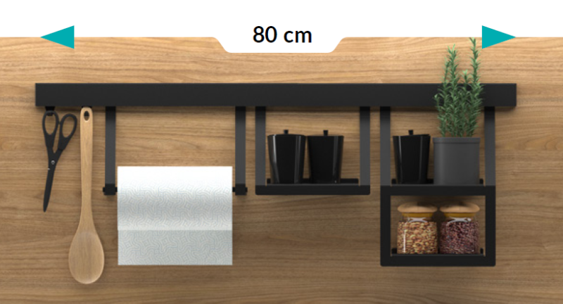 Епка Луксион Комплект Кухненски Релси 80 см с Аксесоари Метал с Невидимо Закрепване Черно 1208969982