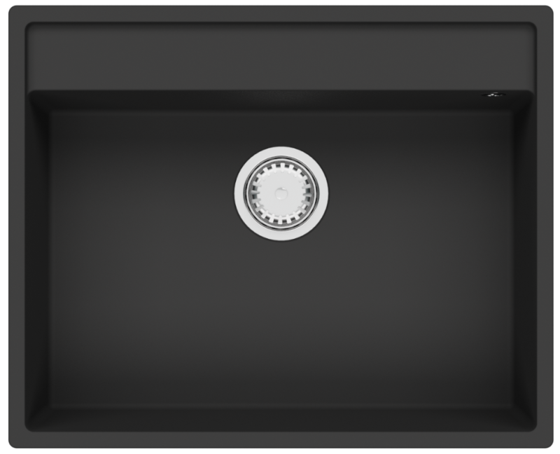 GraniteMy Bremen Гранитна Мивка 64x52 см Черна – За Монтаж отгоре, Под Монтаж и Равен Монтаж с Отделение за Смесител и Неръждаема Стоманена Запушалка 1208969992