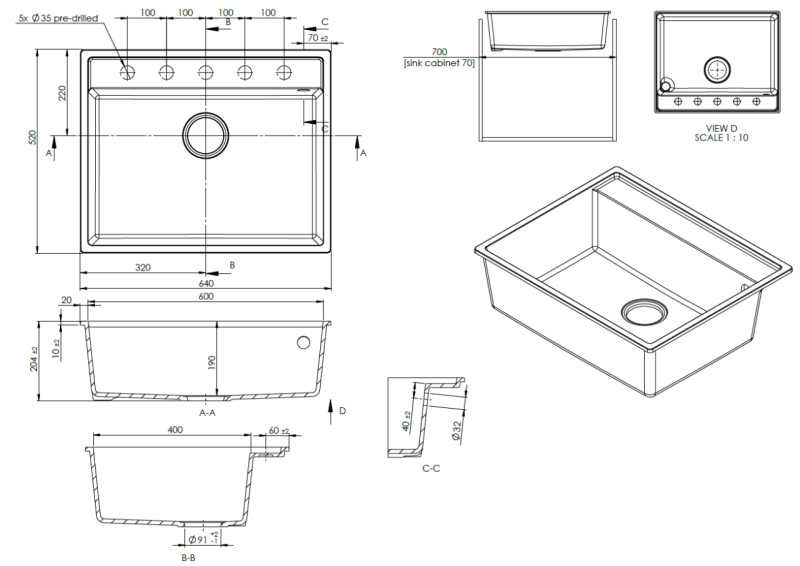 GraniteMy Bremen Гранитна Мивка 64x52 см Черна – За Монтаж отгоре, Под Монтаж и Равен Монтаж с Отделение за Смесител и Неръждаема Стоманена Запушалка 1208969992