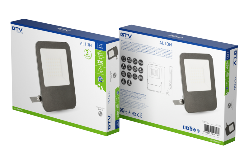 ALTON прожектор, LED, 30W, 3000lm, 4000K, AC220-240V, IP65