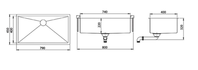 Ausmann Mosel gun metal голяма мивка неръждаема стомана - PVD gun metal 74x40 универсален 1208970024.