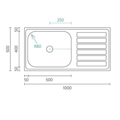 Banka Centurio 100-50 НЕРЖАВЕН МЕТАЛЕН МИВКА 100x50cm с отцеждащ се участък 1208970030
