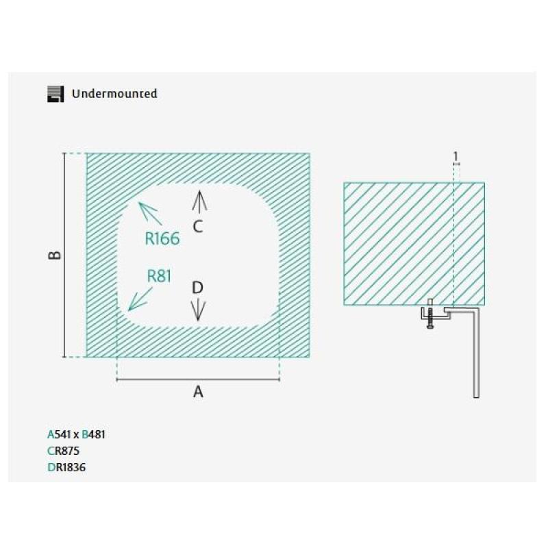 Банка Денвър Неръждаема стомана мивка 54 x 48 см Подплотова 1208970048