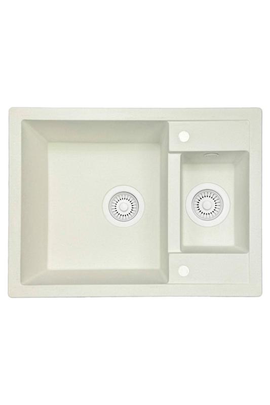 GranitMy Smart extra ondiepe 1,5 granieten opbouw witte spoelbak 58x44cm с бяла тапа и покритие 1208970052