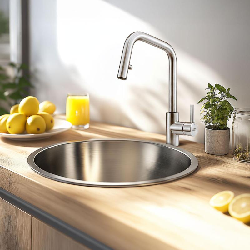 Банка R18380 Неръждаема стомана Кръгла мивка 45 см Надстройка 1208970055