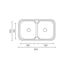 Банка Халифакс RVS двойна мивка за монтаж 80x45 см 1208970060