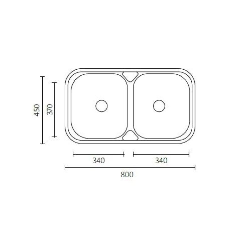 Банка Халифакс RVS двойна мивка за монтаж 80x45 см 1208970060