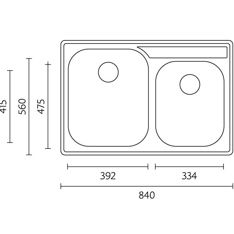 Банка Princess неръждаема стомана двойна мивка за монтаж 84x56 см с отвор за кран 1208970066