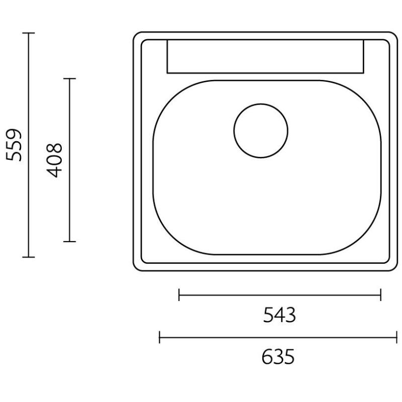 Банка Детройт Неръждаема стомана Мивка 635 x 559 мм Надстройка с отвор за смесител 1208970077