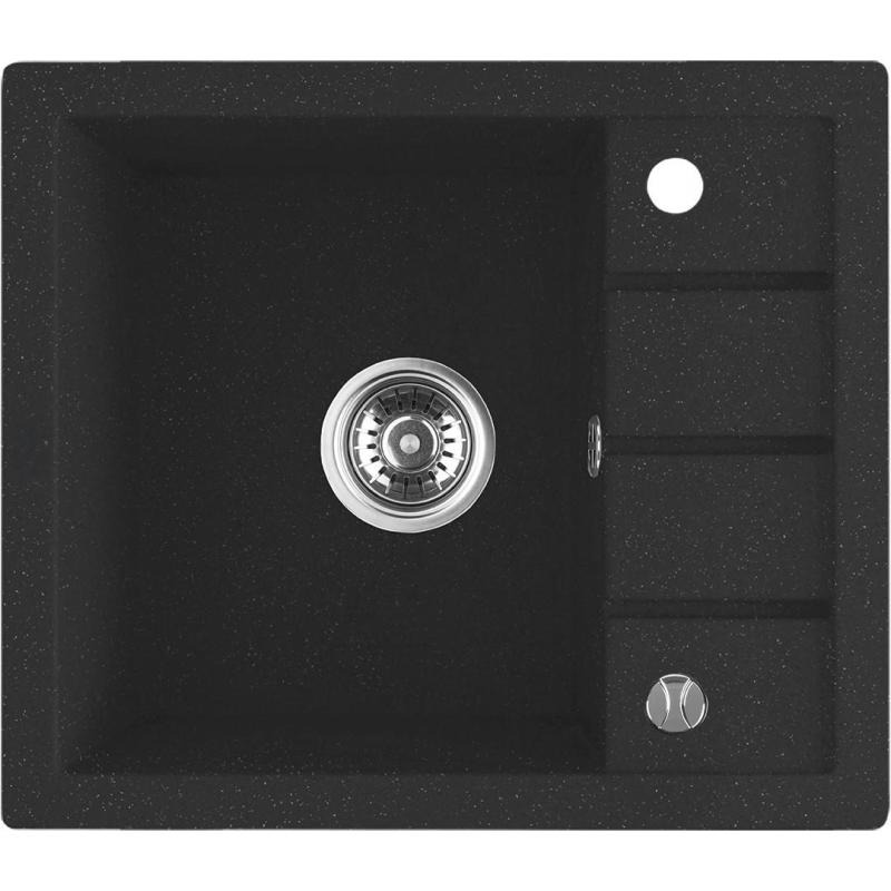 Аквадизайн Съмърсет Гранитна Надеждна Мивка Антрацит с малка Отцедна Част 570 x 495 мм 1208970084