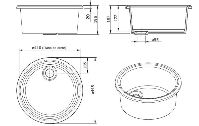 Ausmann Керамик Брук керамична бяла кръгла мивка над плот 1208970092