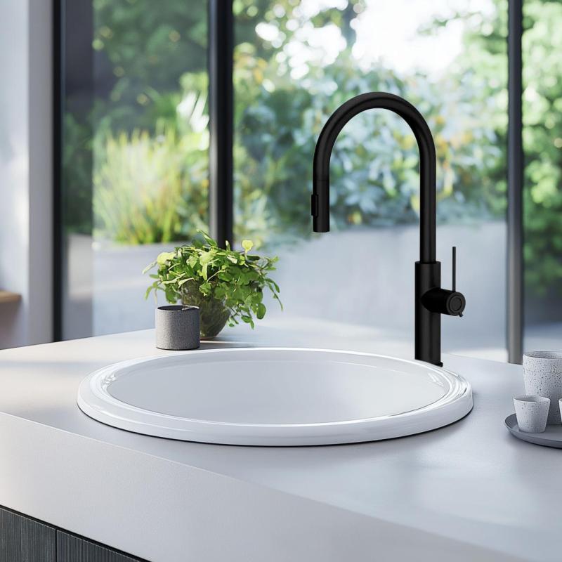 Ausmann Керамик Брук керамична бяла кръгла мивка над плот 1208970092