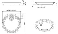 Ausmann Ceramic Glade - Плитка бяла кръгла мивка за монтаж върху плот 1208970093