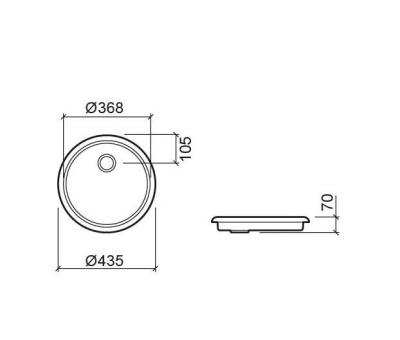 Ausmann Ceramic Glade - Плитка бяла кръгла мивка за монтаж върху плот 1208970093