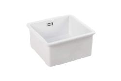 Ausmann Ceramic Ember Керамична Бяла Квадратна Мивка за Горно и Долно Монтиране 40 x 40 см със неръждаема стомана тапа 1208970094