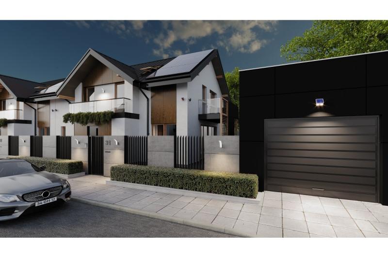 Соларен прожектор с датчици за движение и здрач, GUARDOS, LED, 300lm, 6400K, 1200mAh, IP65, датчик-макет