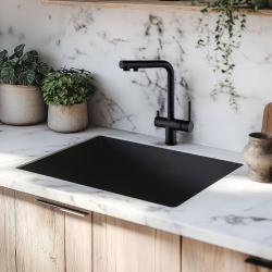 Ausmann Ellington 3-пътен кухненски смесител с изтеглящ се чучур и филтрирана вода – Черен - 1208970497