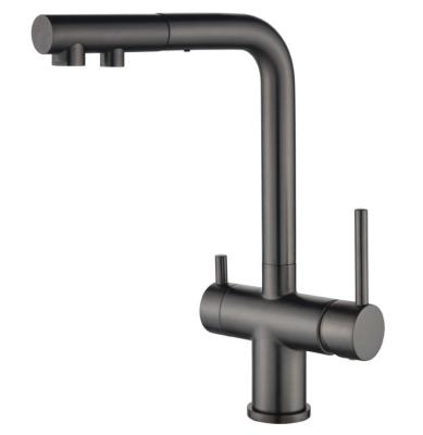Ausmann Ellington 3-пътен кухненски смесител с изтеглящ се излив и филтрирана вода – Gun metal- 1208970499