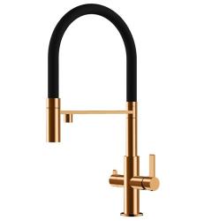 Ausmann Claridge 3-пътен кухненски смесител с гъвкав чучур и филтрирана вода – Мед - 1208970503