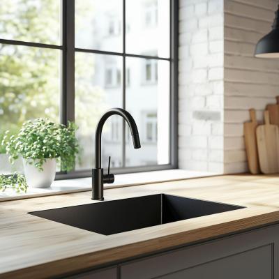 Ausmann Ceramic Ember Керамична Мат Черна Мивка - За Вграждане и Подмонтаж 54 x 40 см със неръждаема стомана щепсел 1208970511