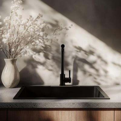 Ausmann Ceramic Ember Керамична Мат Черна Мивка - За Вграждане и Подмонтаж 54 x 40 см със неръждаема стомана щепсел 1208970511