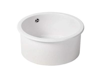 Ausmann Ceramic Ember Керамичен Бял Кръгъл Мивка за Вграждане и Подграждане със Стоманена Пробка 1208970512