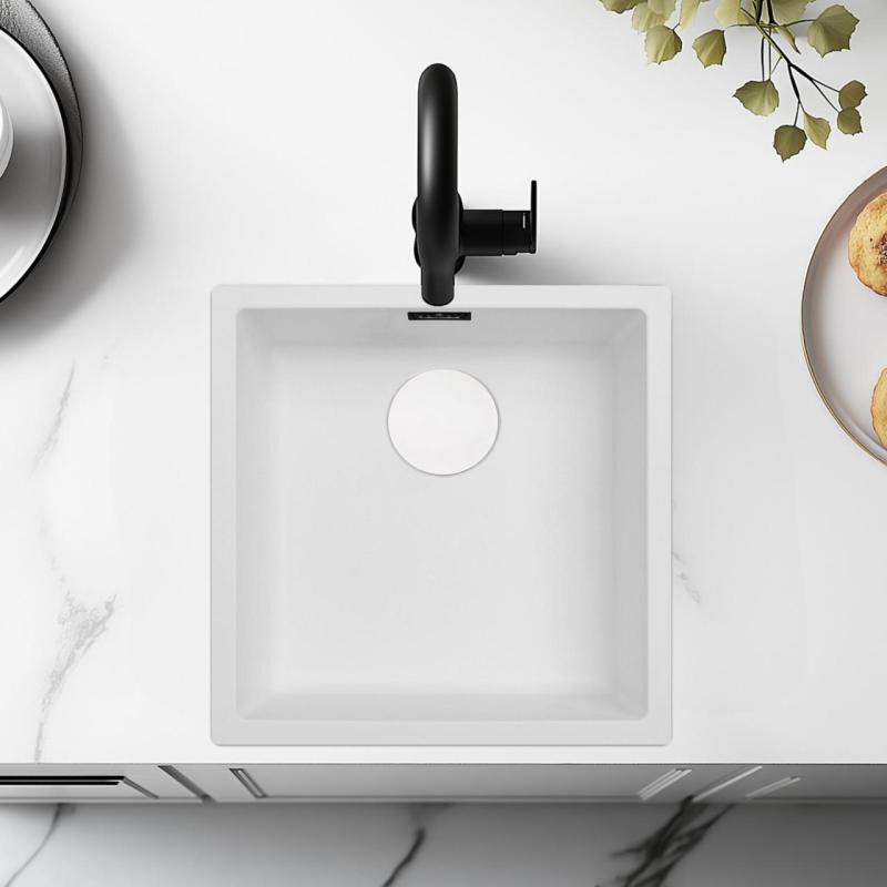 Witte Spoelbak 40x40 cm Onderbouw, Opbouw en Vlakinbouw met Witte Plug 1208970536

Бяла мивка 40x40 см за подмонтаж, надстройка и вграждане с бял тап 1208970536