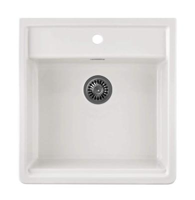 Ausmann Ceramic Panor Shade Керамична бяла мивка Butler - Подмодна и междинна 630 x 597 mm с отвор за кран и запушалка Gun metal 1208970551