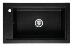 Гранителенд Магра Гранитни черни ардуини твърди камъни Мивка за вграждане 686x427 мм с отвор за смесител и неръждаем щепсел 1208970615