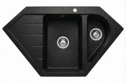Graniteland Amiata Гранит черно Ардуин твърд камък изглед Ъглова мивка за монтаж 955x489mm с неръждаема стомана Plug 1208970620