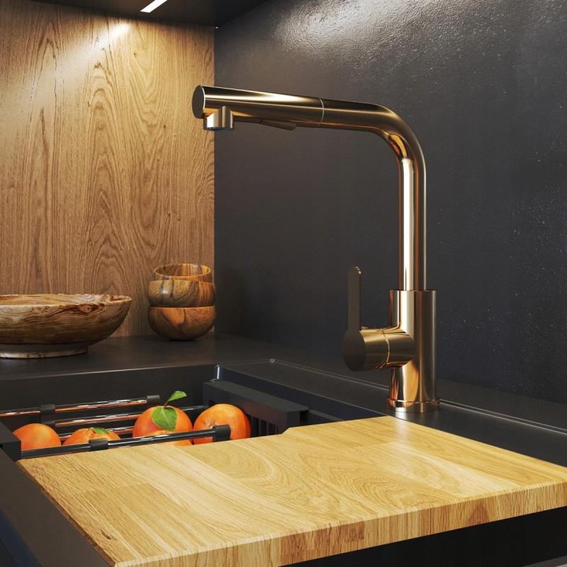 Гранителанд Celeste Смесител за кухня Мед с Изтеглящ се Чучур и Двойнофункционален Ръчен Душ 1208970665