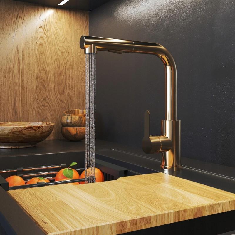 Гранителанд Celeste Смесител за кухня Мед с Изтеглящ се Чучур и Двойнофункционален Ръчен Душ 1208970665