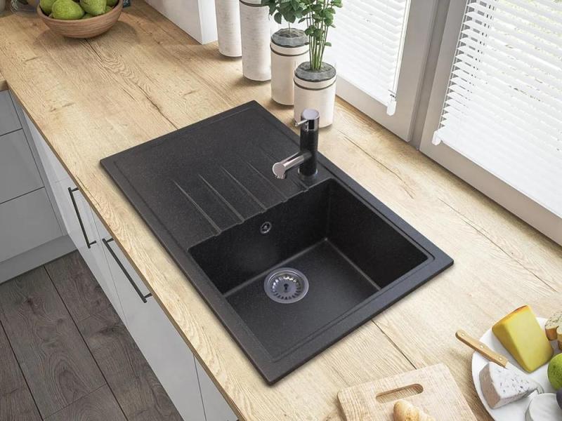 Гранителенд Черес кухненски смесител Ардуин с външен вид на твърд камък с изтеглящ се излив и душ с двойна функция 1208970706