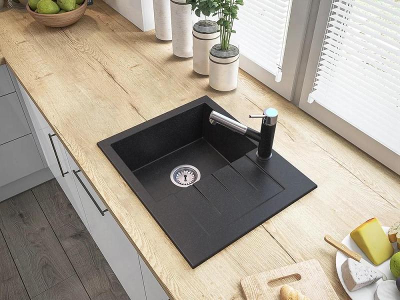 Гранителенд Черес кухненски смесител Ардуин с външен вид на твърд камък с изтеглящ се излив и душ с двойна функция 1208970706