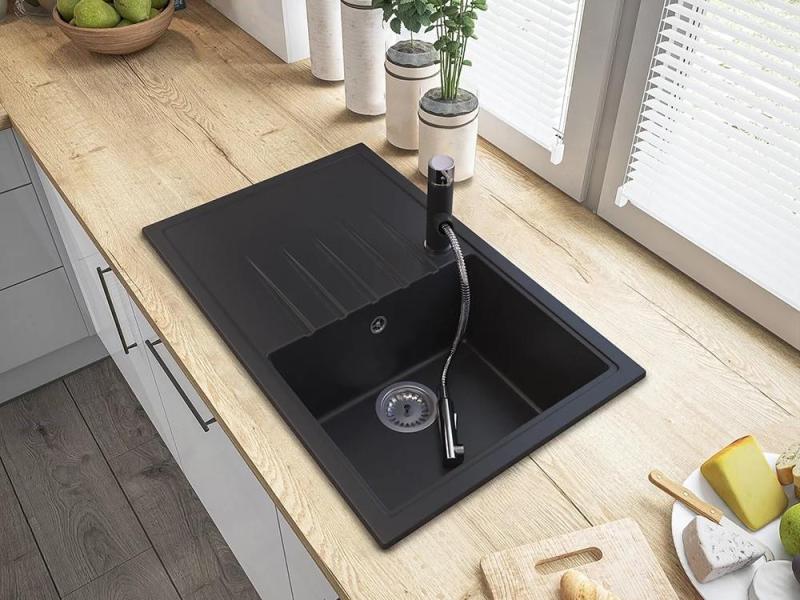 Гранителанд Церес кухненски смесител черен с изтеглящ се чучур и ръчен душ с двойна функция 1208970707