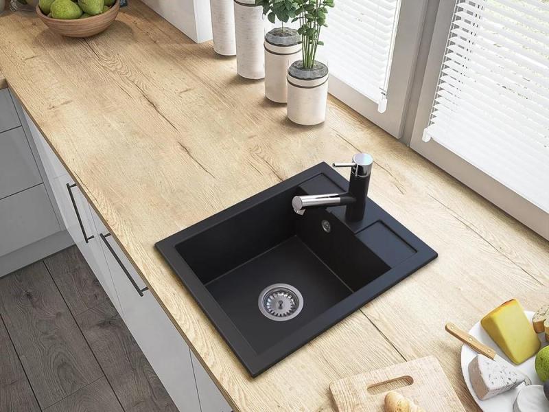 Гранителанд Церес кухненски смесител черен с изтеглящ се чучур и ръчен душ с двойна функция 1208970707