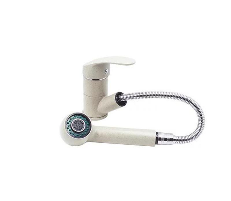 Гранителенд Реа кухненски смесител Бежов пясък с издърпващ се чучур и двуфункционален ръчен душ 1208970713