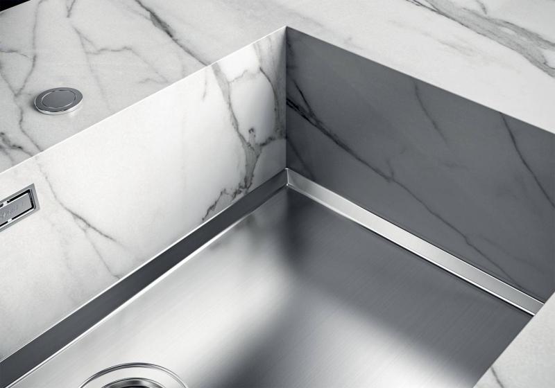 Foster Phantom Base RVS Долна плоча работна плот Помивна чиния 50x40см за вграждане в Керамика природен камък и Solidsurface дебелина 20мм 1208970717