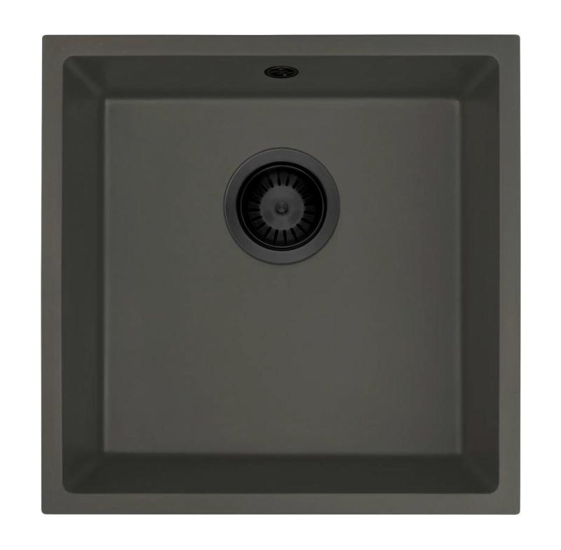 ГранитМy Универсален Гранит в сиво, тъмен Мивка 40x40 см За вграждане, подградба и вграждане на равнина с черен щепсел 1208970747