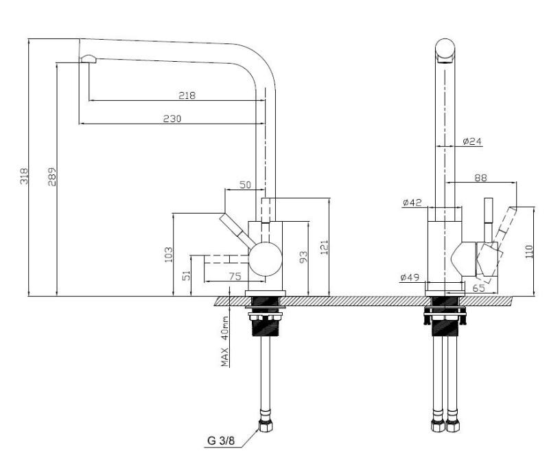 Pure.Sink Prestige Комбиниран комплект от неръждаема стомана мивка 50x40 см с кухненски чешмич от неръждаема стомана 1208970762